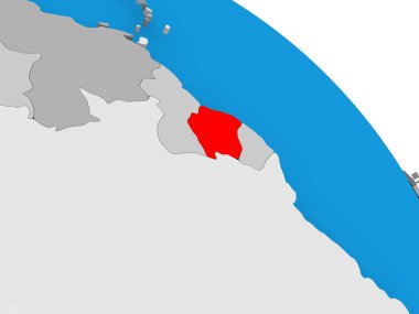 Surinam Haritası üzerindeki kırmızı