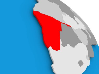 Namibya haritası üzerindeki kırmızı