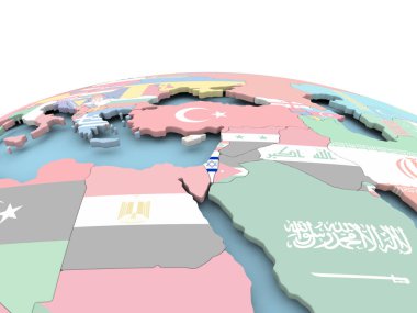 İsrail bayrağı parlak dünya üzerinde