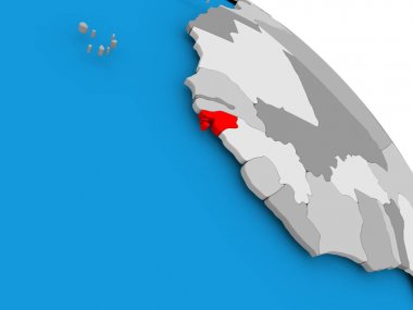 Gine-Bissau kırmızı harita üzerinde