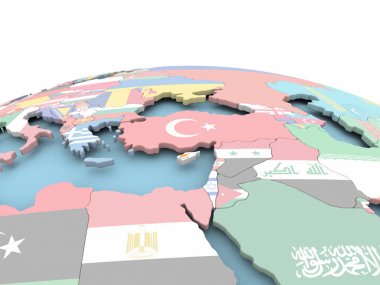 Kıbrıs bayrağı parlak dünya üzerinde