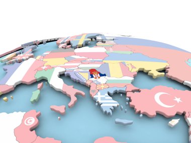 Sırbistan bayrağı parlak dünya üzerinde