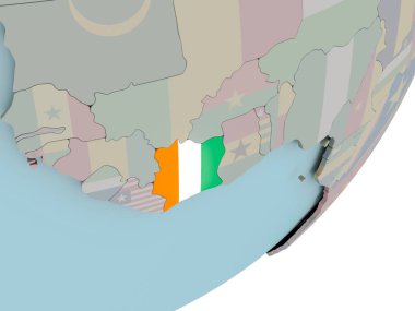 Fildişi Sahili bayrağı ile dünya üzerinde