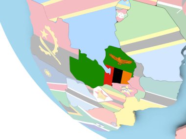 Zambiya Dünya üzerinde bayrak ile