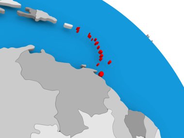 Haritada kırmızı Karayipler'de