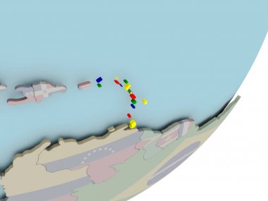 Dünya bayrakları ile Karayipler