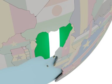 Nijerya dünya bayrakları ile üzerinde