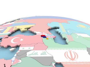 Ermenistan bayrağı parlak dünya üzerinde