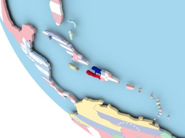 Dünya üzerinde bayrak ile Haiti