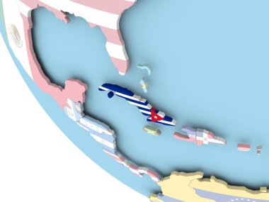 Dünya üzerinde bayrak ile Küba