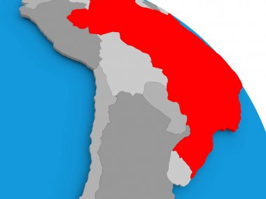 Haritada kırmızı Brezilya'da