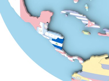 Nikaragua bayrağı dünya üzerinde