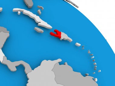 Haritada kırmızı Haiti'de