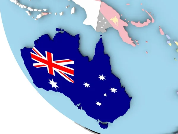 Australie avec drapeau sur le globe — Photo