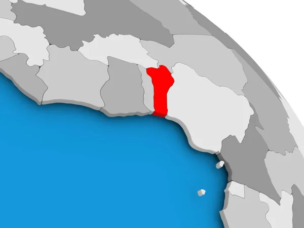 Benin na czerwono na mapie — Zdjęcie stockowe