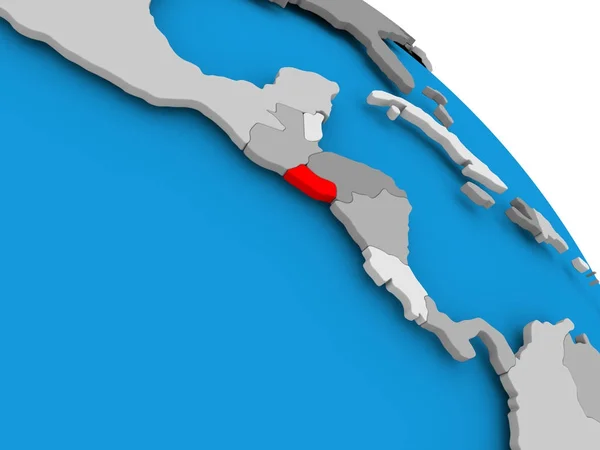 El Salvador in rosso sulla mappa — Foto Stock