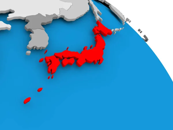 Japon en rouge sur la carte — Photo