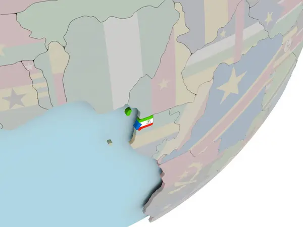 Äquatorialguinea auf Globus mit Flaggen — Stockfoto