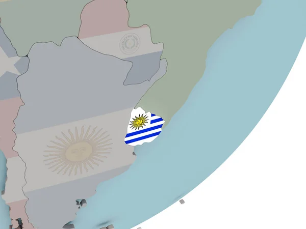 Ουρουγουάη στον κόσμο με σημαίες — Φωτογραφία Αρχείου
