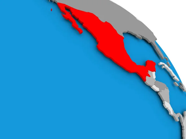 墨西哥在地图上的红色 — 图库照片