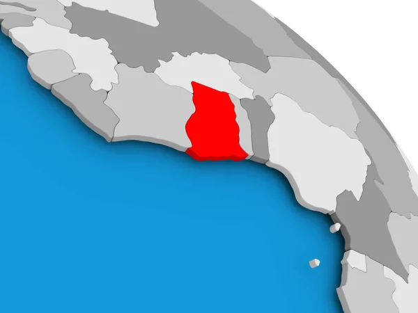 Haritada kırmızı Gana — Stok fotoğraf