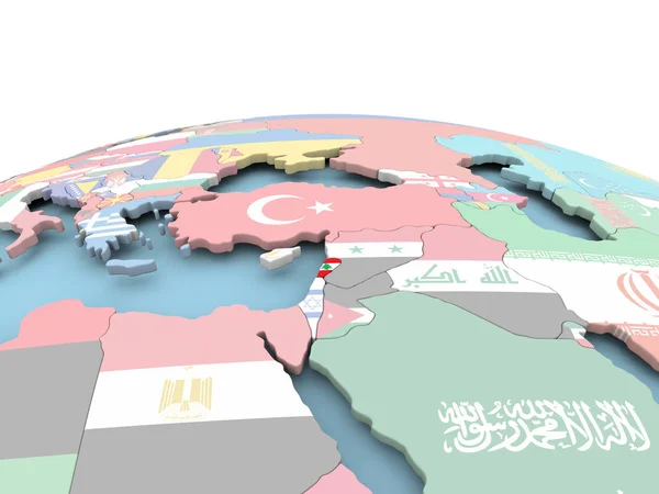 Прапор Лівану на яскраві глобус — стокове фото
