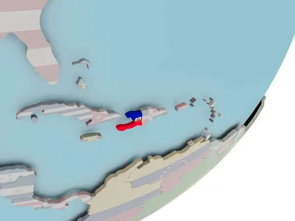 Haïti op wereldbol met vlaggen — Stockfoto