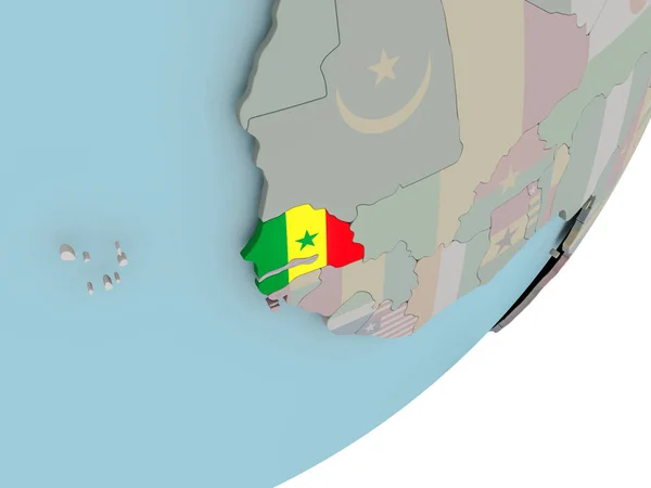 Senegal en globo con banderas —  Fotos de Stock