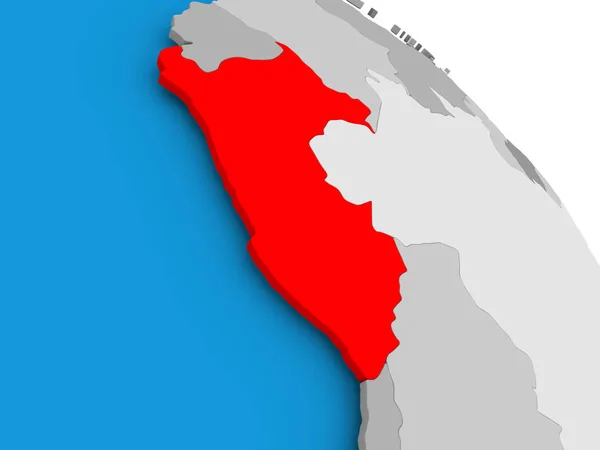 Pérou en rouge sur la carte — Photo