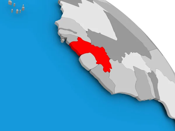 Guinea in Rot auf der Karte — Stockfoto