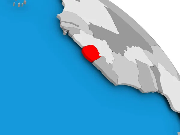 Sierra Leone haritası üzerindeki kırmızı — Stok fotoğraf