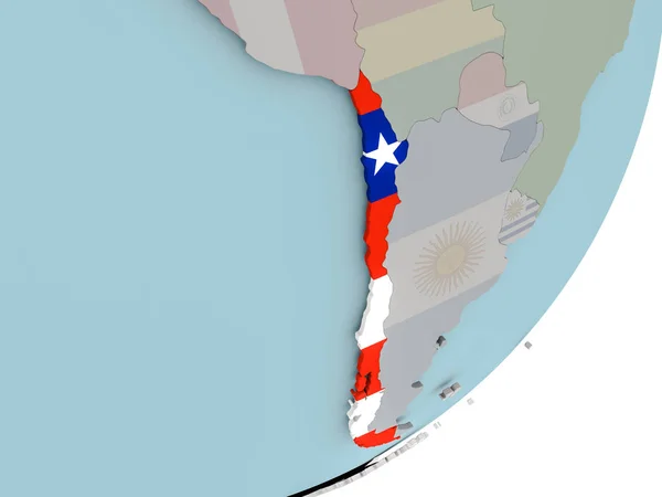 플래그와 함께 전 세계에 칠레 — 스톡 사진
