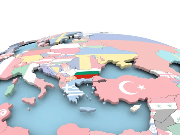 Vlag van Bulgarije op heldere globe — Stockfoto