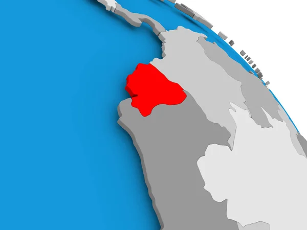 Ecuador i rött på karta — Stockfoto