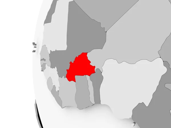 Burkina Faso op de grijze globe — Stockfoto