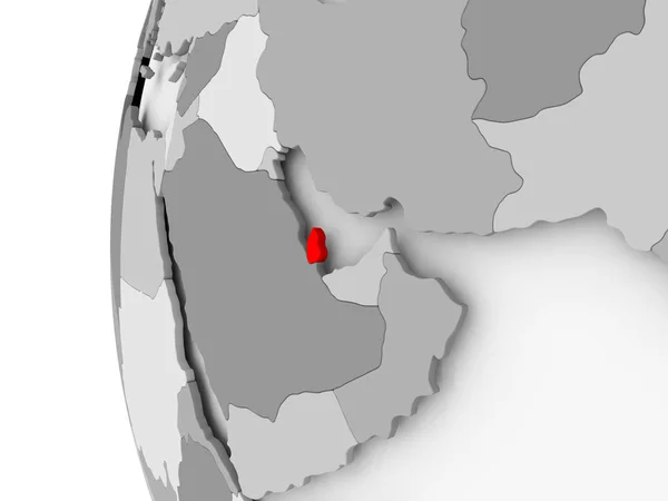 Qatar på grå jordglob — Stockfoto