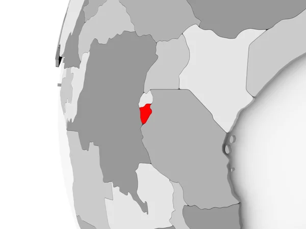 Burundi op de grijze globe — Stockfoto