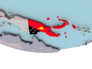 Papua Yeni Gine dünya üzerinde bayrak ile