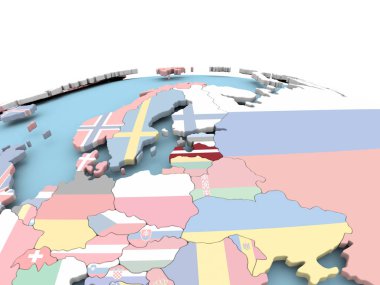 Letonya bayrağı parlak dünya üzerinde