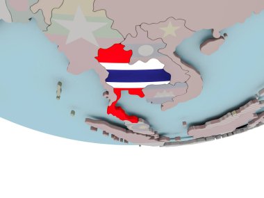 Dünya üzerinde bayrak ile Tayland