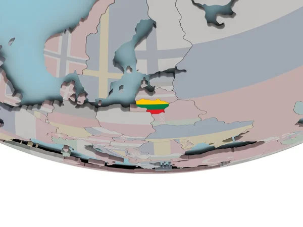 Lituania con bandera en el globo —  Fotos de Stock