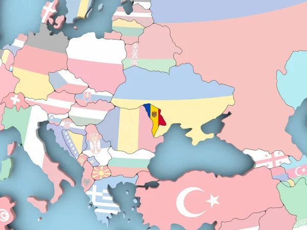 Карта Македонії з прапором по всьому світу — стокове фото