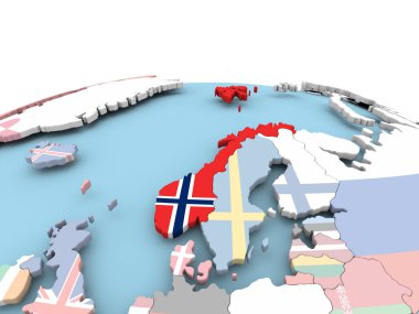Norveç bayrağı parlak dünya üzerinde