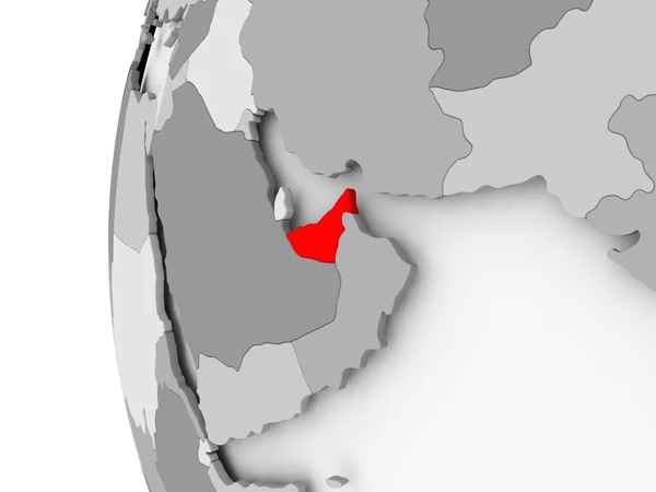 Zjednoczone Emiraty Arabskie na szary Globus — Zdjęcie stockowe