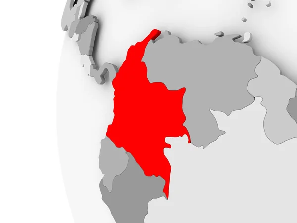 Kolumbien auf grauem Globus — Stockfoto
