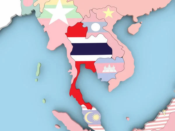Karte von Nepal mit Flagge auf Globus — Stockfoto