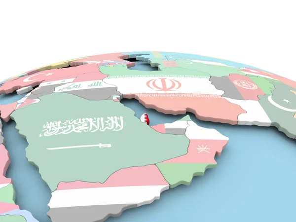 Bandiera del Qatar su globo luminoso — Foto Stock