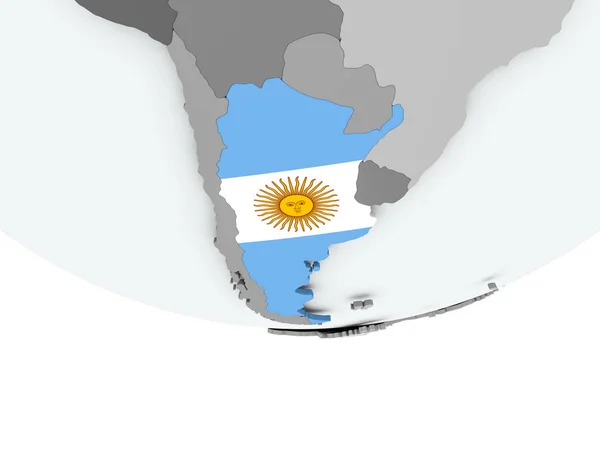 Argentinië met vlag op de wereldbol — Stockfoto