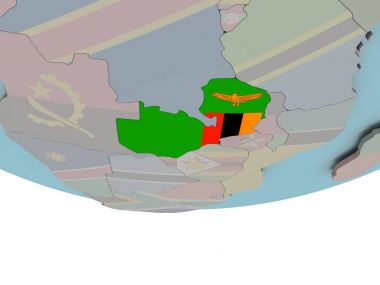 Zambiya Dünya üzerinde bayrak ile