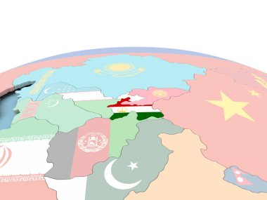 Tacikistan bayrağı parlak dünya üzerinde